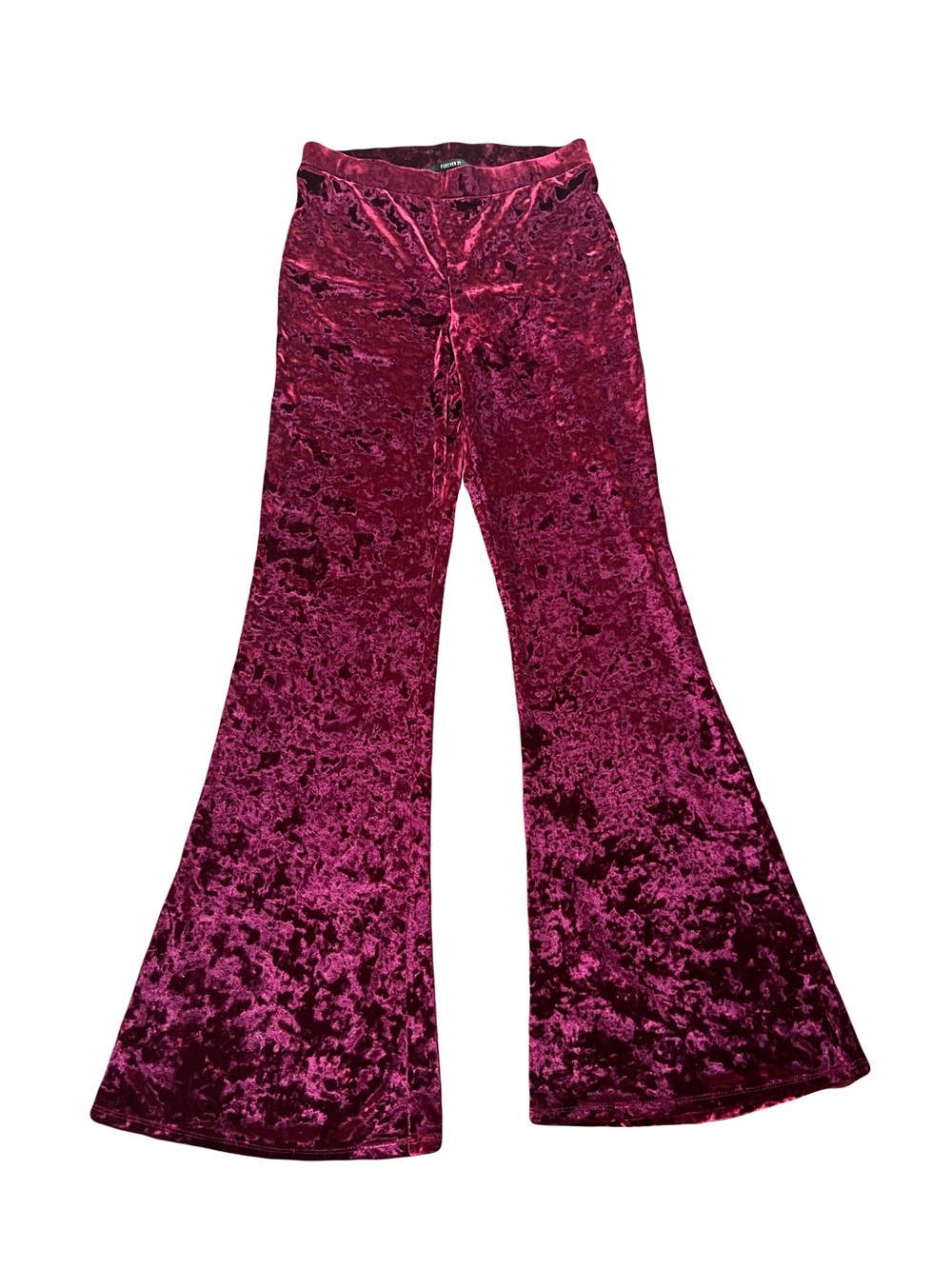 Forever 21 Crushed Velvet Wide-Leg Pants - Burgundy